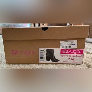 NWT - black leather booties from Francesca’s